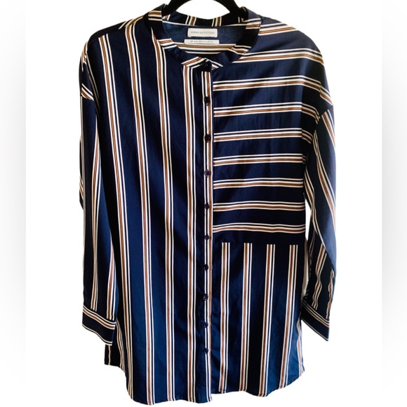 Urban Outfitters NWOT Striped Long Button Down Blouse - Picture 1 of 4